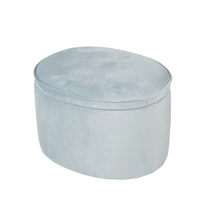 Kinderhocker mit Aufbewahrungsfunktion 'Lil Sofa', oval, bequem, mit Samtstoff, Sky/Hellblau