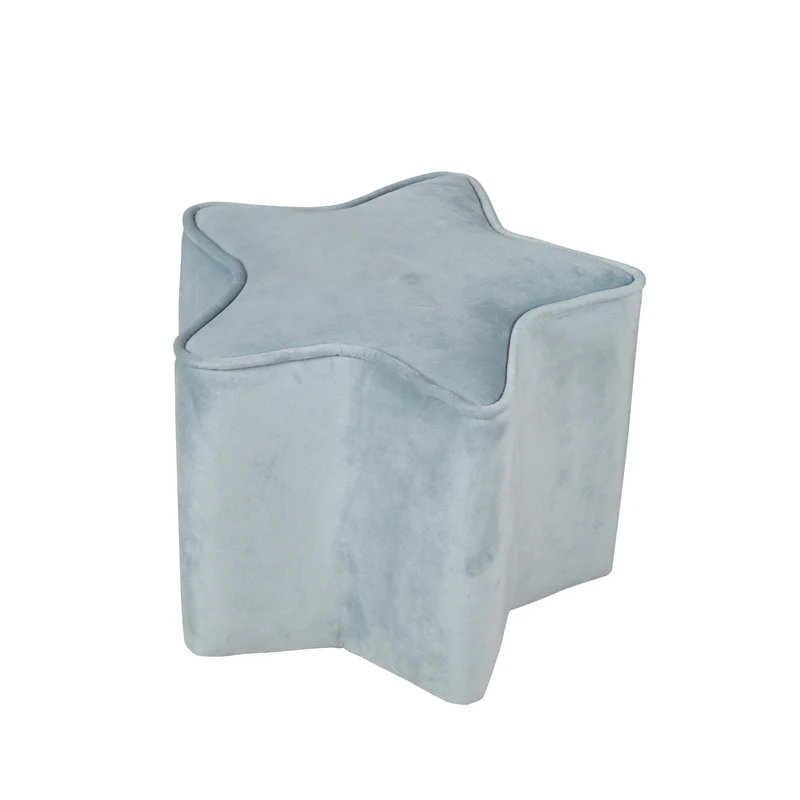 Kinderhocker in Sternform 'Lil Sofa', bequemer Hocker mit Samtstoff in Sky/Hellblau bezogen