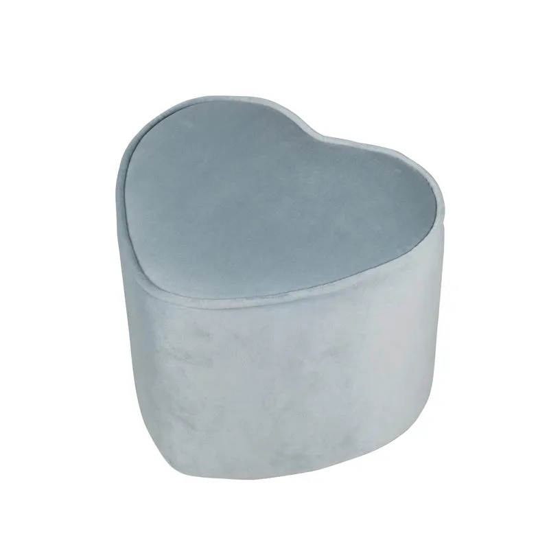 Kinderhocker in Herzform 'Lil Sofa', bequemer Hocker, mit Samtstoff in Sky/Hellblau, Pouf