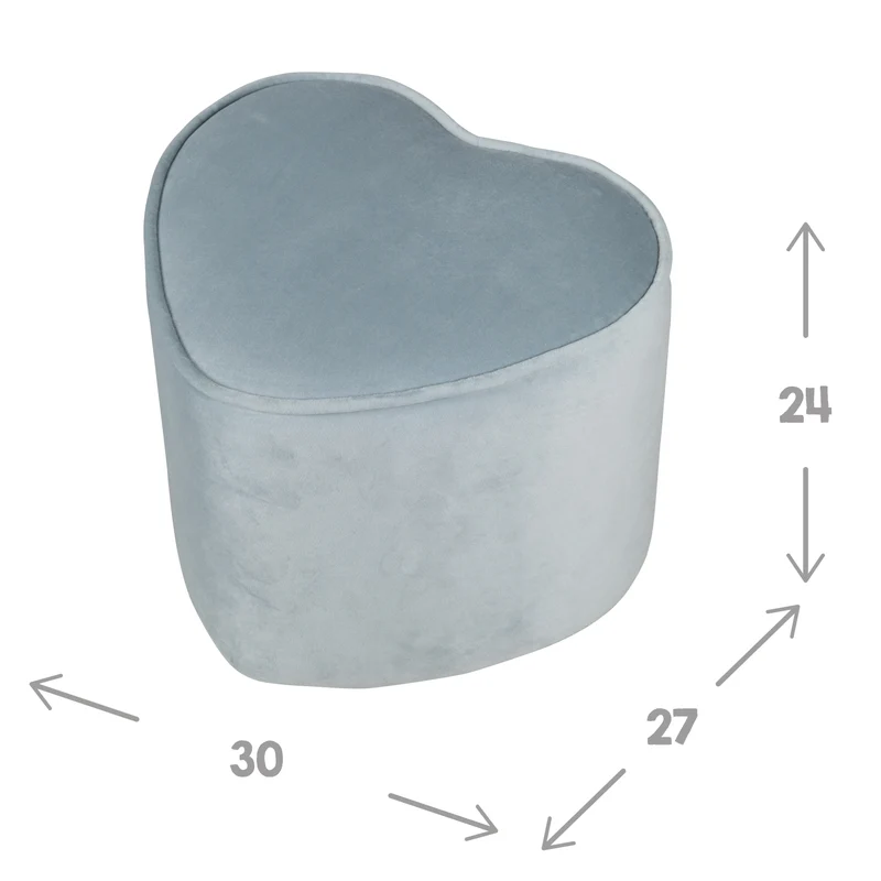 Kinderhocker in Herzform 'Lil Sofa', bequemer Hocker, mit Samtstoff in Sky/Hellblau, Pouf