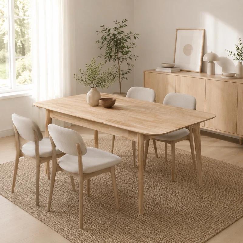Table à manger extensible en bois massif de chêne France - NordicStory