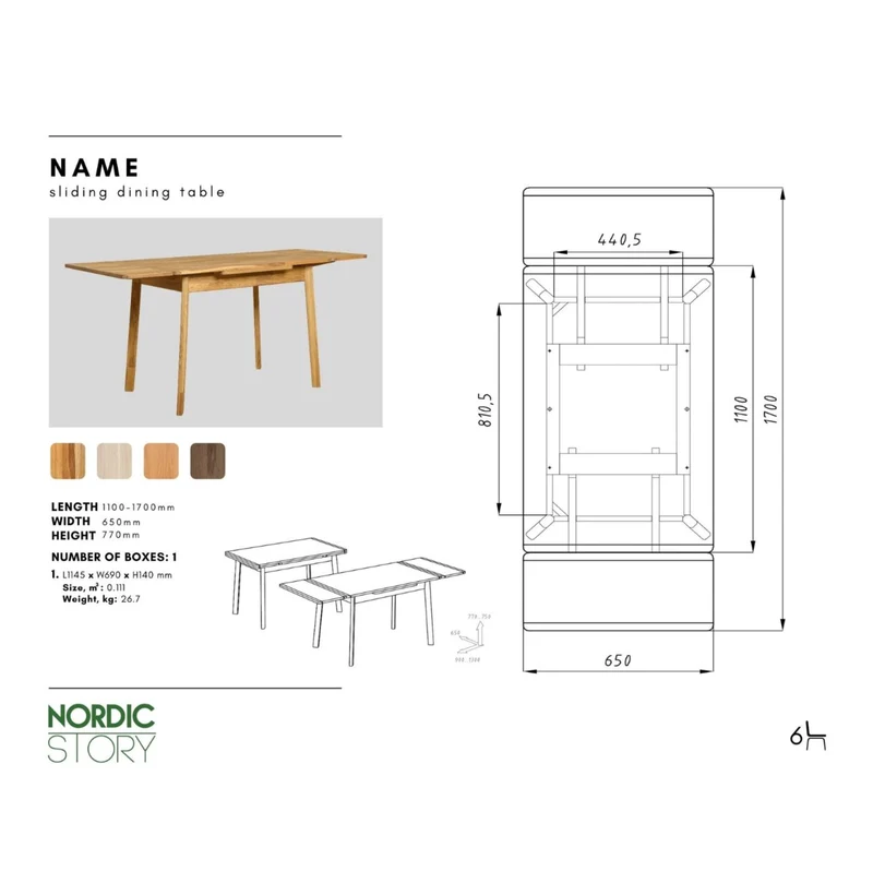 Table à manger extensible en chêne massif Mini 1 - NordicStory