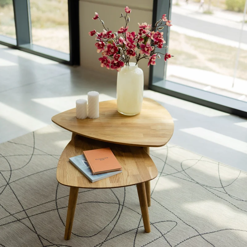 Table basse gigogne en bois massif de chêne Escandi 2 - NordicStory