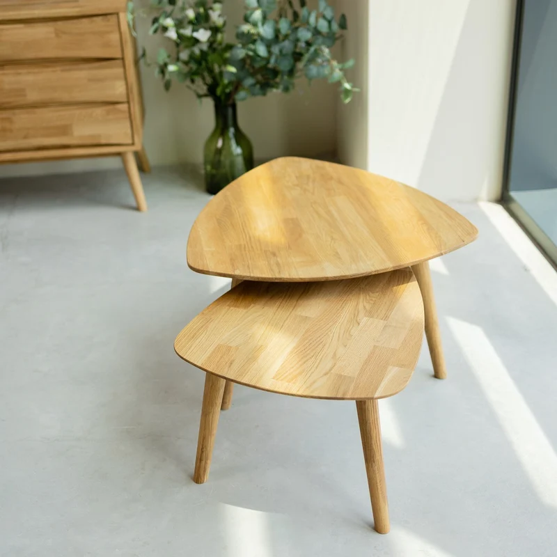 Table basse gigogne en bois massif de chêne Escandi 2 - NordicStory
