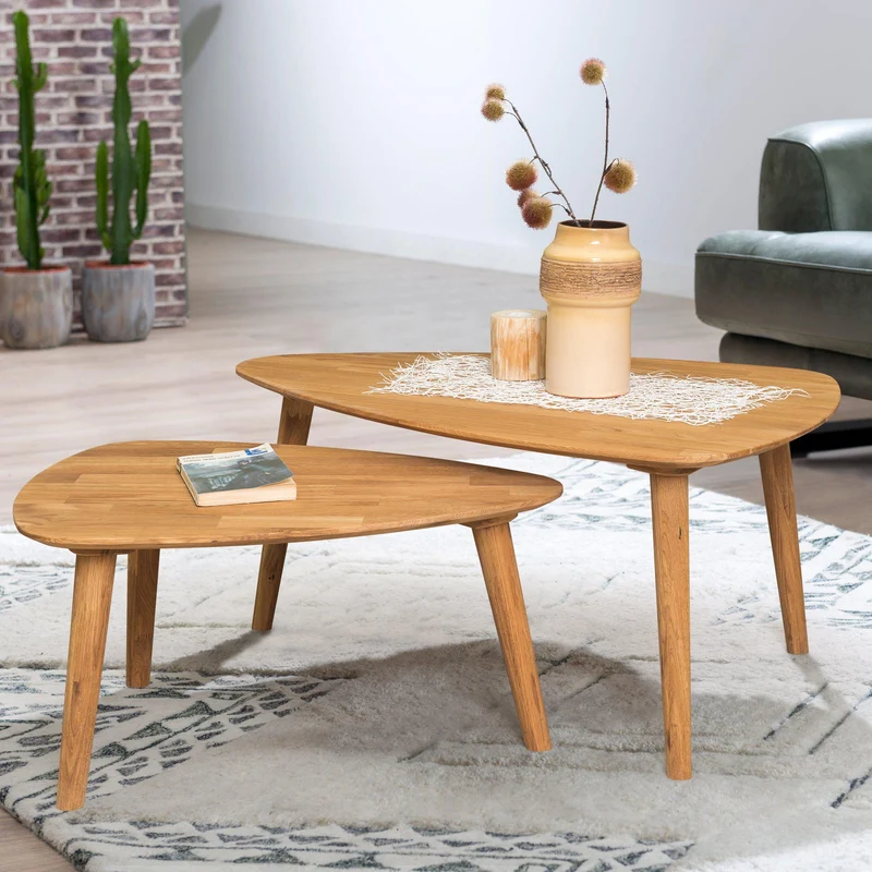 Table basse gigogne en bois massif de chêne Escandi 2 - NordicStory