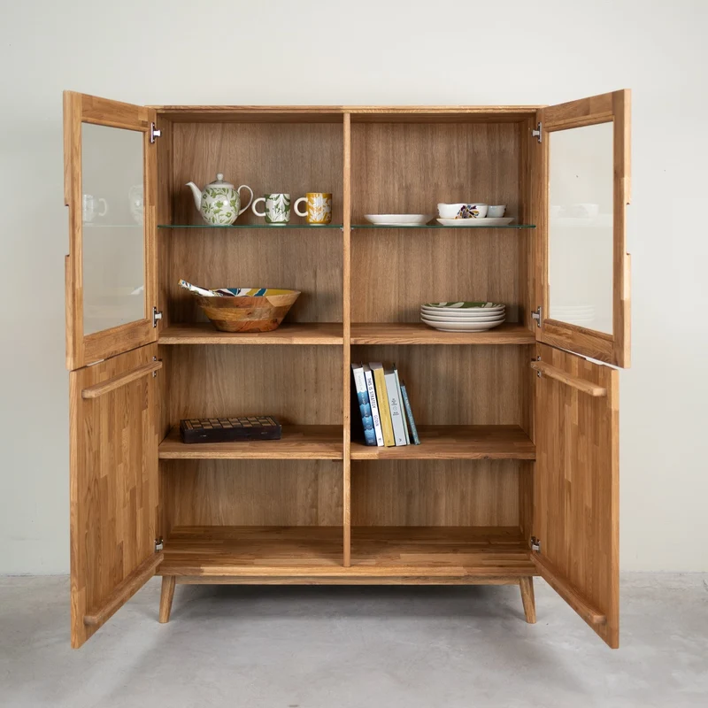 Buffet vitrine en bois massif de chêne Escandi 3 - NordicStory