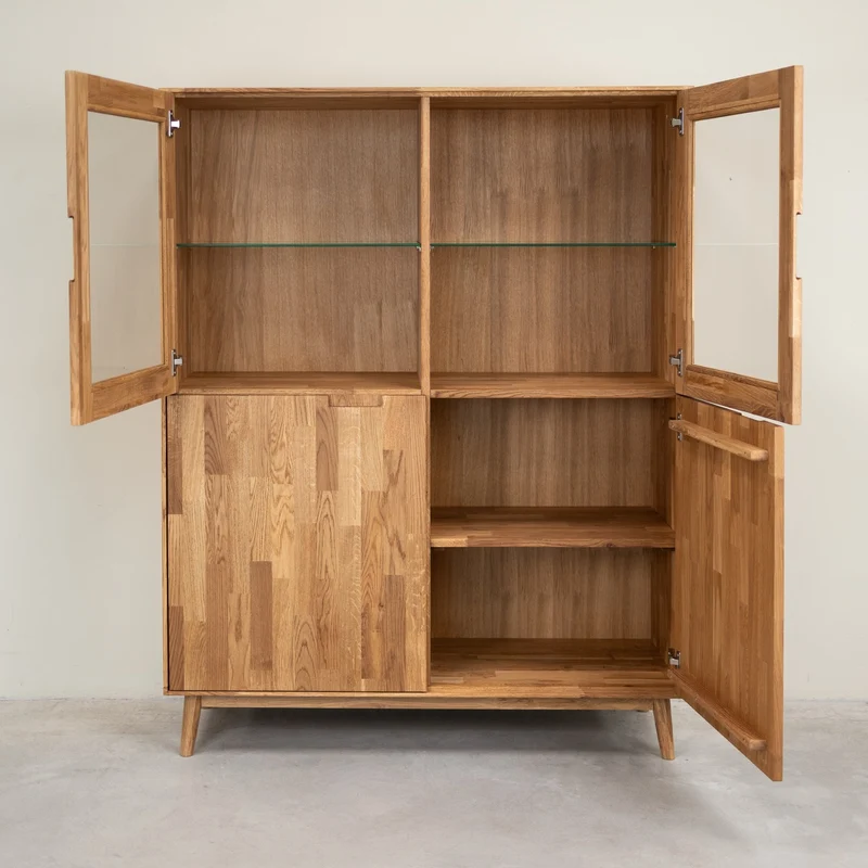 Buffet vitrine en bois massif de chêne Escandi 3 - NordicStory