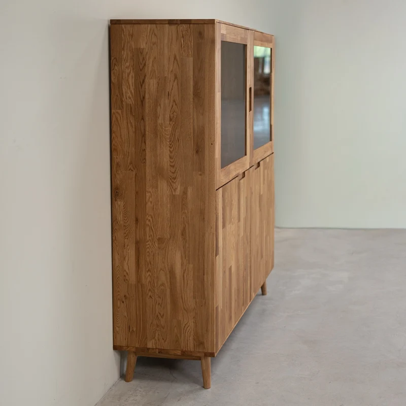 Buffet vitrine en bois massif de chêne Escandi 3 - NordicStory