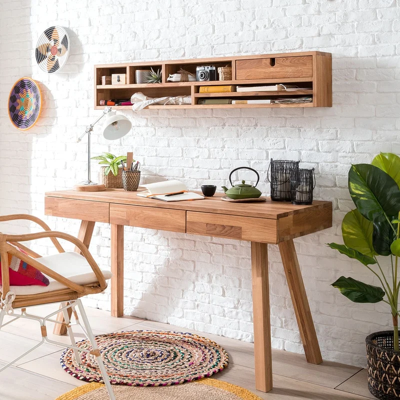 Bureau console en bois massif de chêne Einstein II - NordicStory