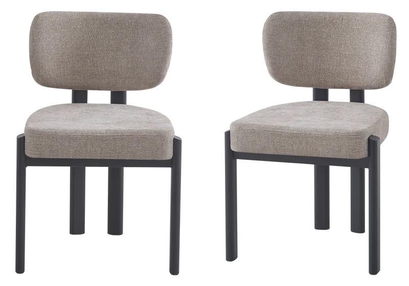 Chaise salle à manger velours taupe noir - Inaya x4