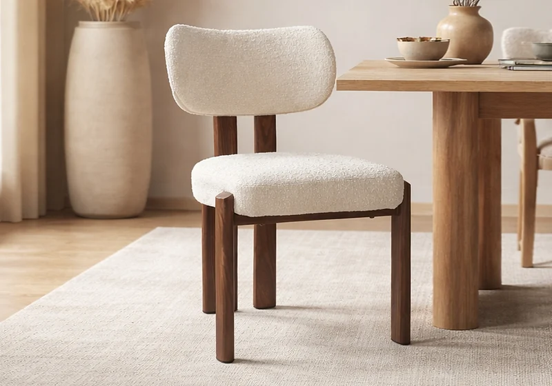 Ensemble table travertin noyer et 4 chaises - Akira