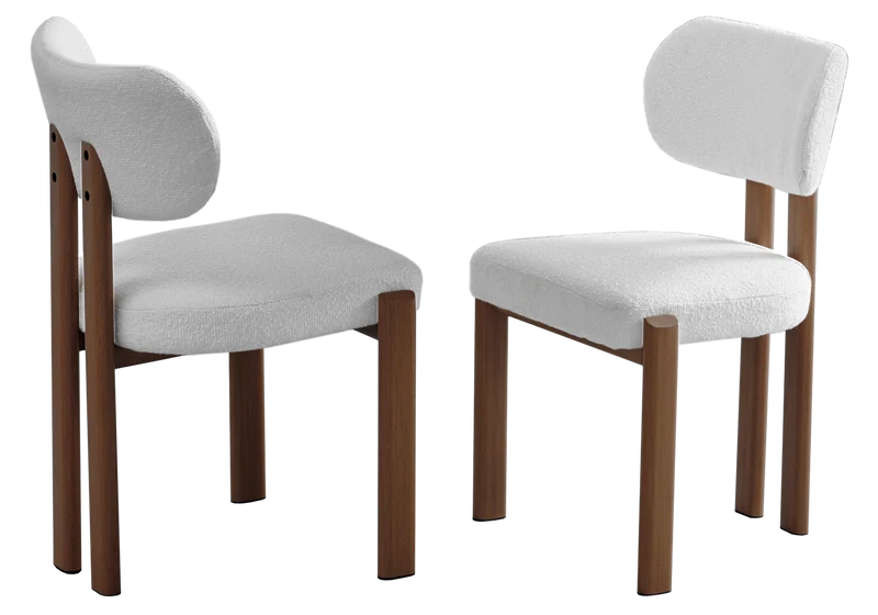 Ensemble table travertin noyer et 4 chaises - Akira