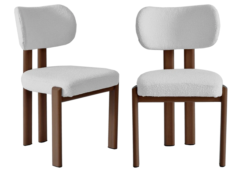 Ensemble table travertin noyer et 4 chaises - Akira