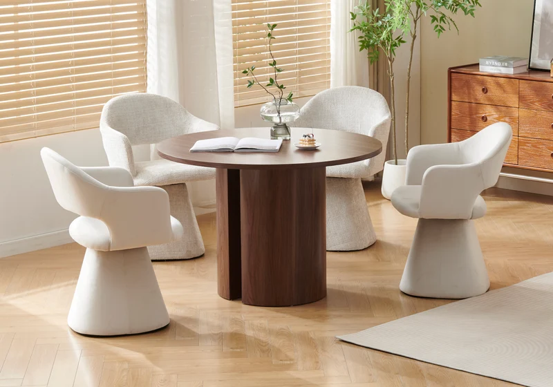 Chaise fauteuil de table pivotant velours beige - Arca