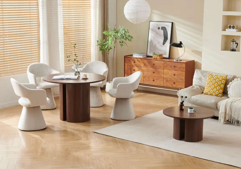 Chaise fauteuil de table pivotant velours beige - Arca