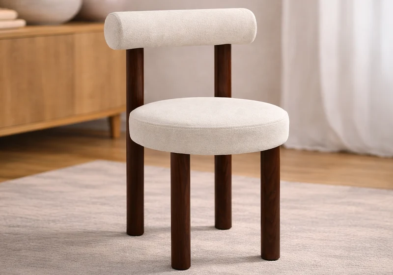Chaise salle à manger noyer et velours beige - Sola x4