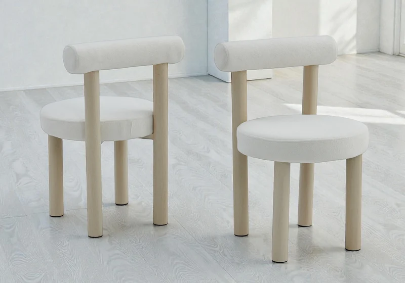 Chaise salle à manger travertin et velours beige - Sola x4