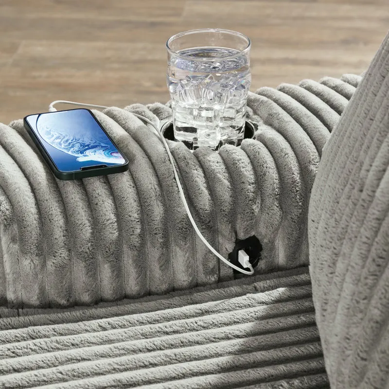 Méridienne en tissu avec porte-gobelets, port USB intégré et coussins - Lindyn