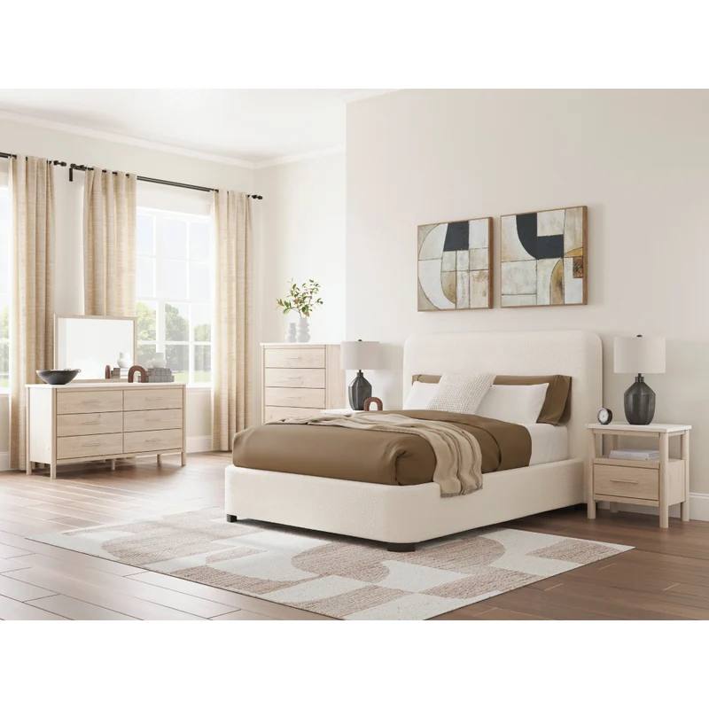 Lit complet rembourré en tissu Next-Gen Nuvella beige pâle Grand / Très grand - Brintstreet