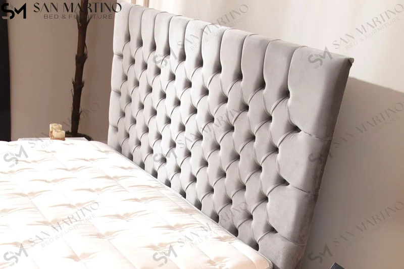 Lit Coffre LAGOS Velours Gris