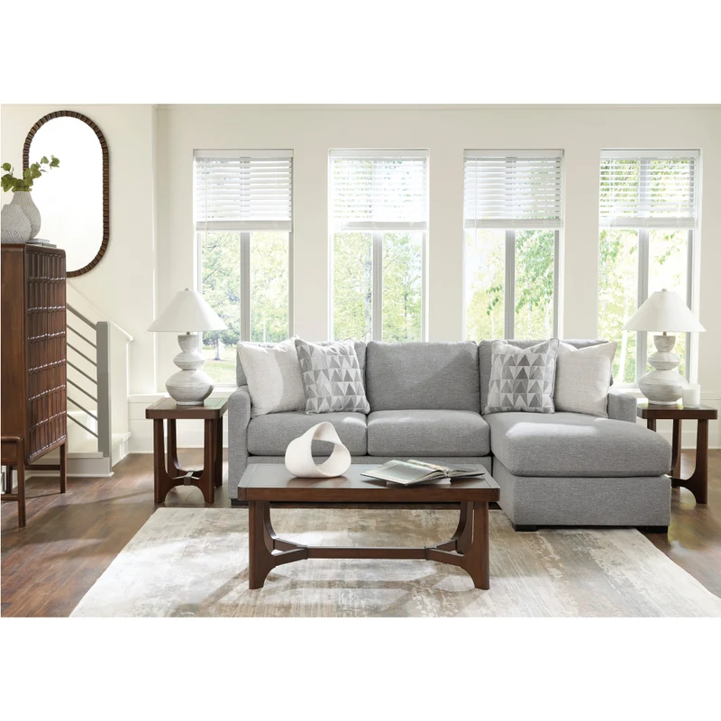 Sectionnel 2 pièces en tissu gris étain avec chaise longue - UrbanCrest