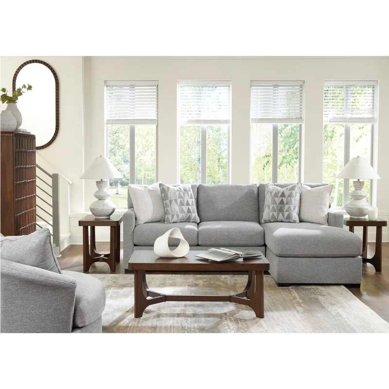Sectionnel 2 pièces en tissu gris étain avec chaise longue - UrbanCrest