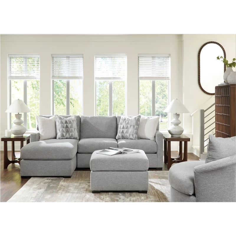 Sectionnel 2 pièces en tissu gris étain avec chaise longue - UrbanCrest