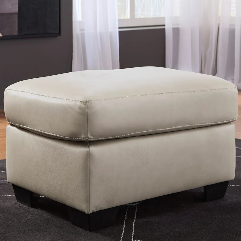 Ottoman en cuir beige pâle - Santorine