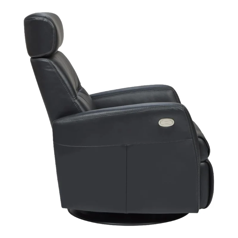 Fauteuil berçant, pivotant et inclinable motorisé en cuir noir - Tya Nordic