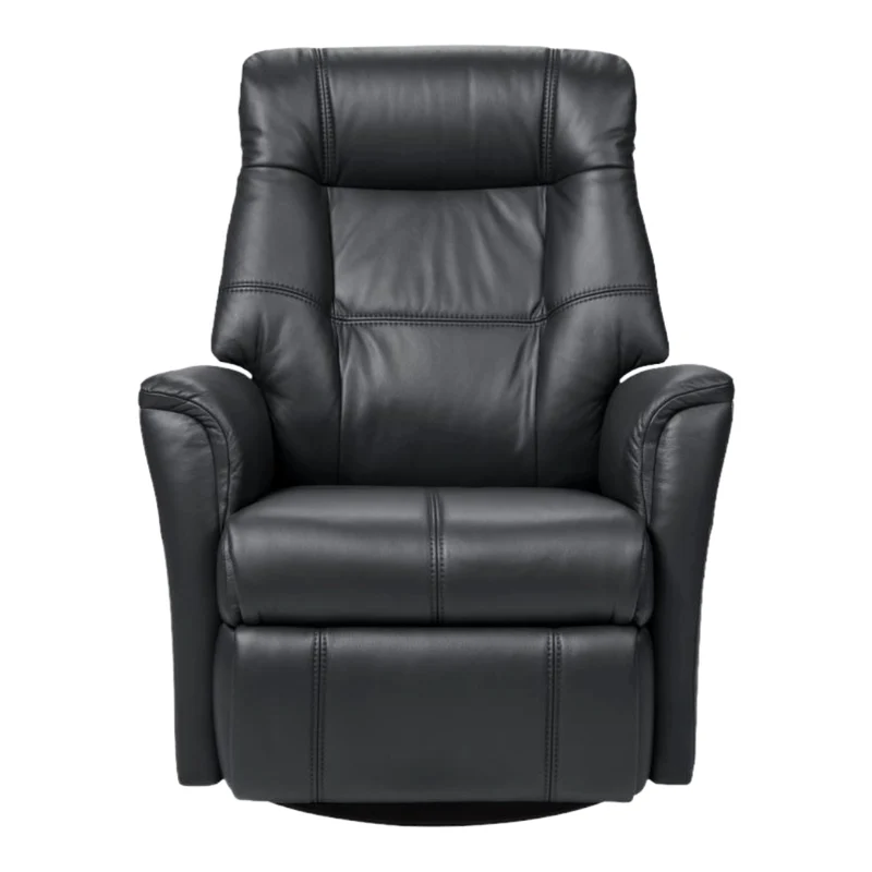 Fauteuil berçant, pivotant et inclinable motorisé en cuir noir - Muru Nordic