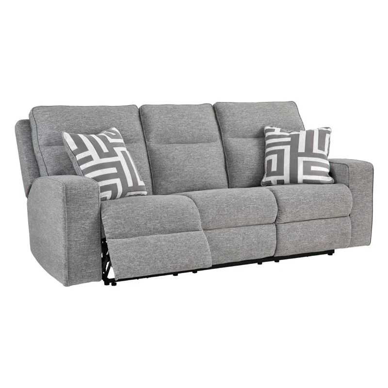Sofa inclinable motorisé zéro gravité en tissu Nuvella gris pâle avec coussins - Biscoe