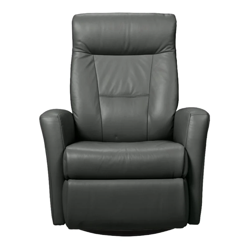 Fauteuil berçant, pivotant et inclinable motorisé en cuir gris foncé - Benga Nordic