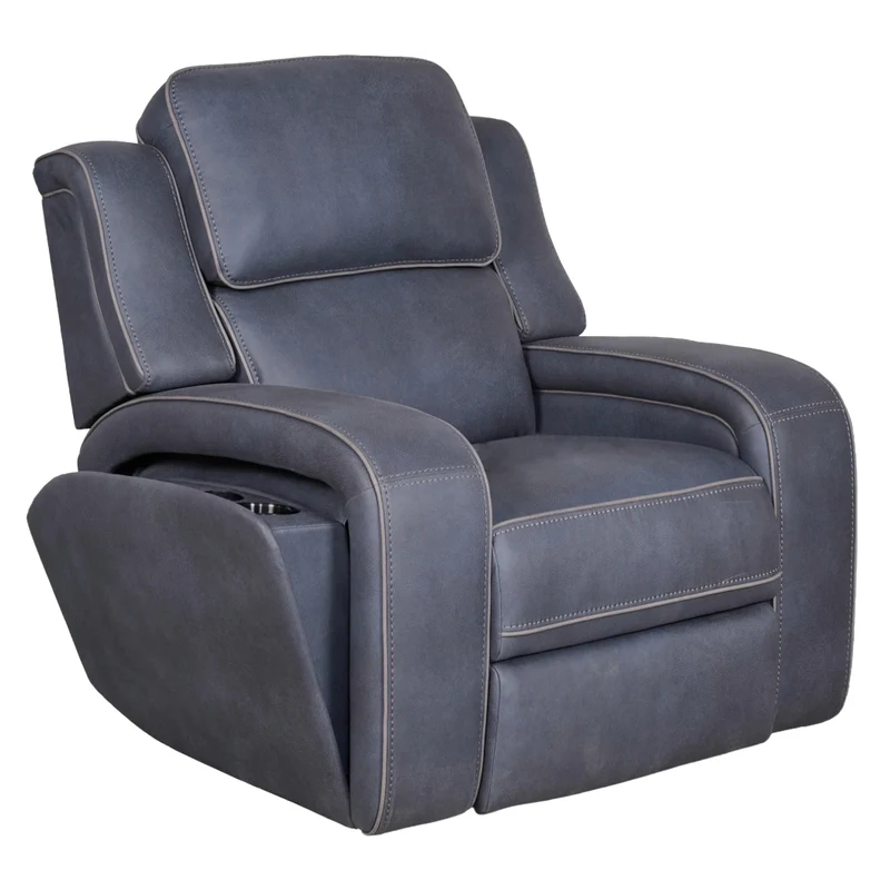 Fauteuil inclinable motorisé zéro gravité aspect cuir bleu marine - K2250