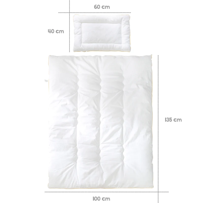Kindersteppbett, ganzjähriges Baby-Set (Inlett), weiß, Decke 100 x 135 cm und Kissen 40 x 60 cm