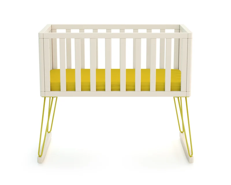 Berceau à bascule en bois ONLY Jaune 40 x 80 cm