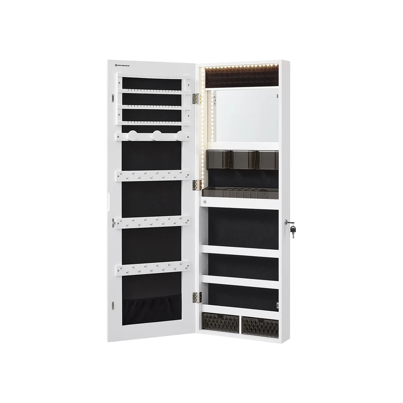 Armario para Joyas de Pared con luces LED Blanco