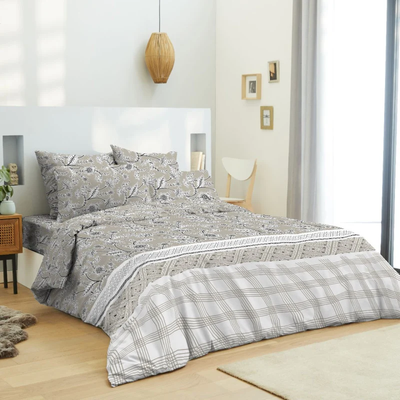 Pack Complet Housse de couette Imprimé 260 x 240 cm - Drap housse 160 x 200 cm 5 modèles au choix