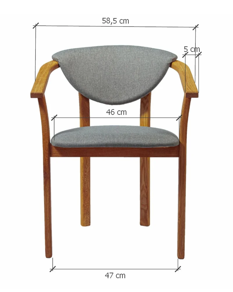 Chaise de salle à manger en bois massif de chêne Alexis, revêtement en tissu Gris Nordique – Lot de 2 ou 4 chaises - NordicStory