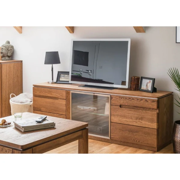 Meuble TV ou buffet en bois de chêne Monténégro 26 - LoftStory