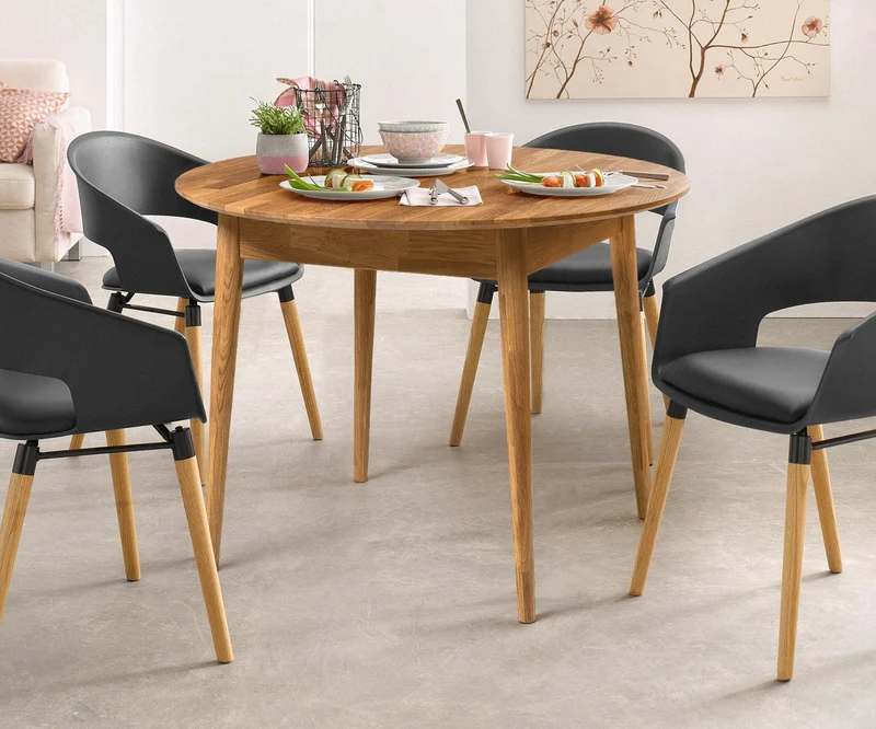 Table à manger ronde extensible en chêne massif Escandi 5 - NordicStory