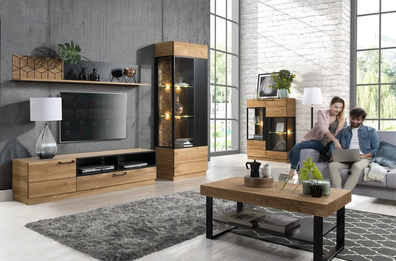 Vitrine en bois de chêne Mozaik 15 - LoftStory