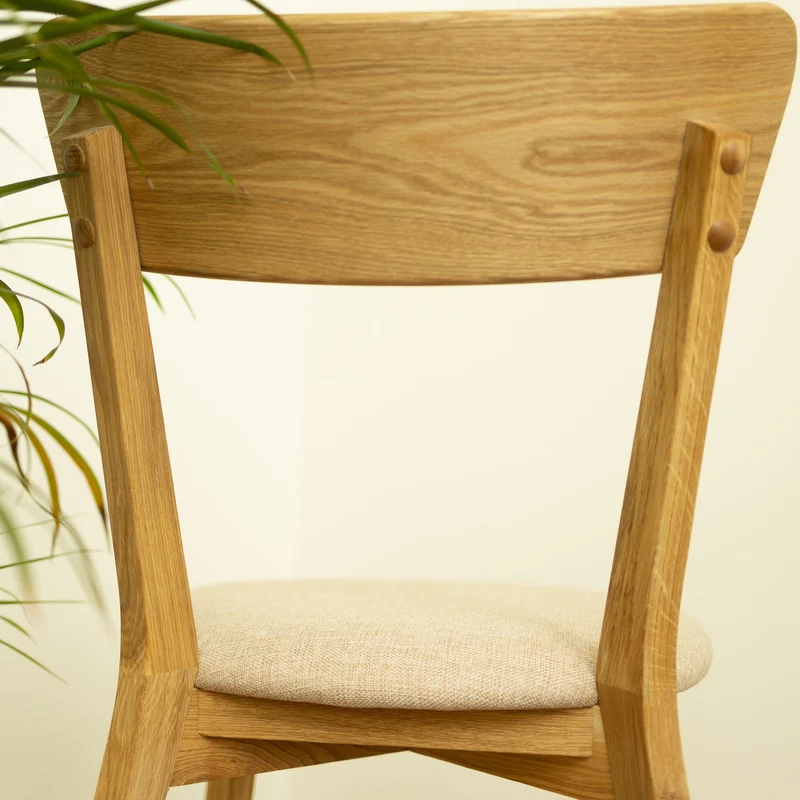 Chaise de salle à manger en bois massif de chêne Diana, revêtement Beige – Lot de 2 ou 4 chaises - NordicStory