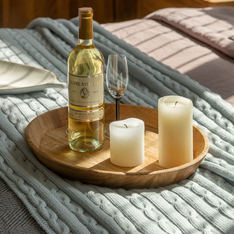 Plateau décoratif ovale en bois massif de chêne Lola - NordicStory