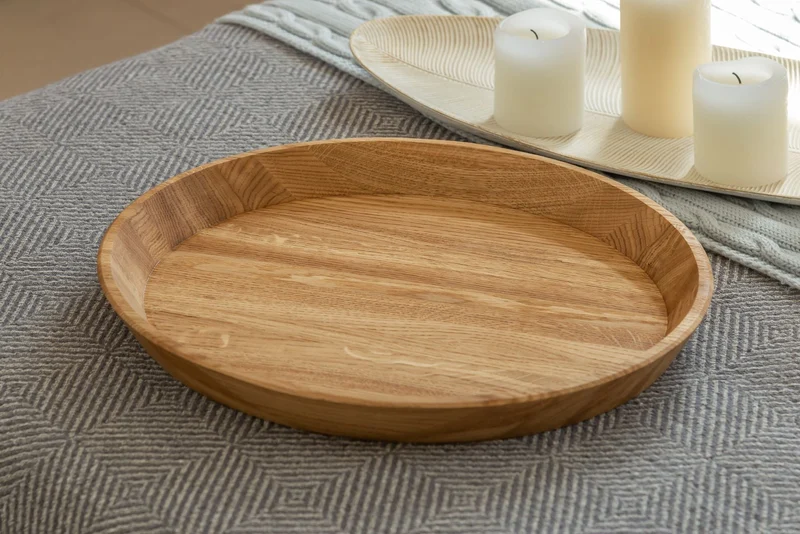Plateau décoratif ovale en bois massif de chêne Lola - NordicStory