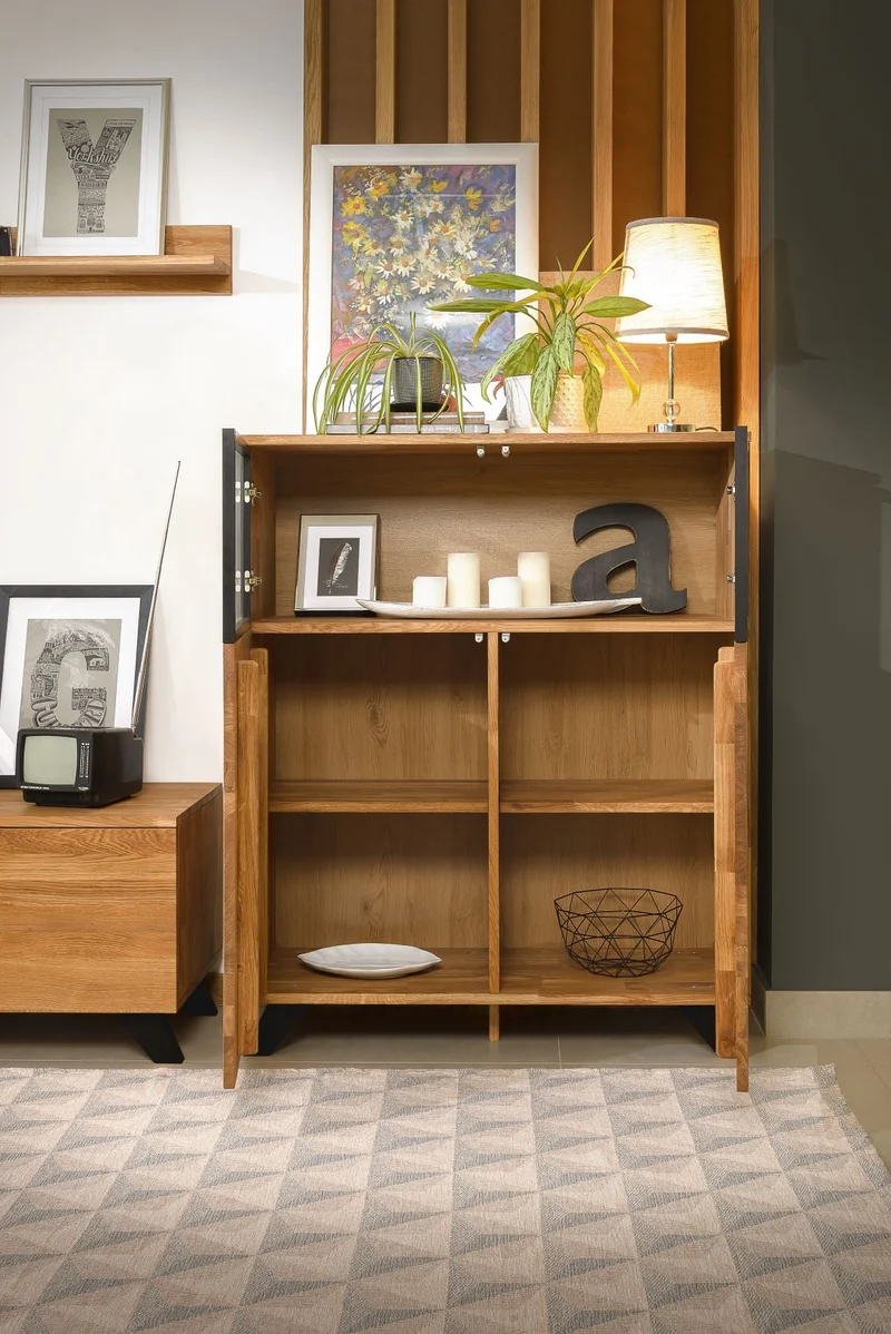 Commode vitrée en bois massif de chêne Moritz 1 - NordicStory