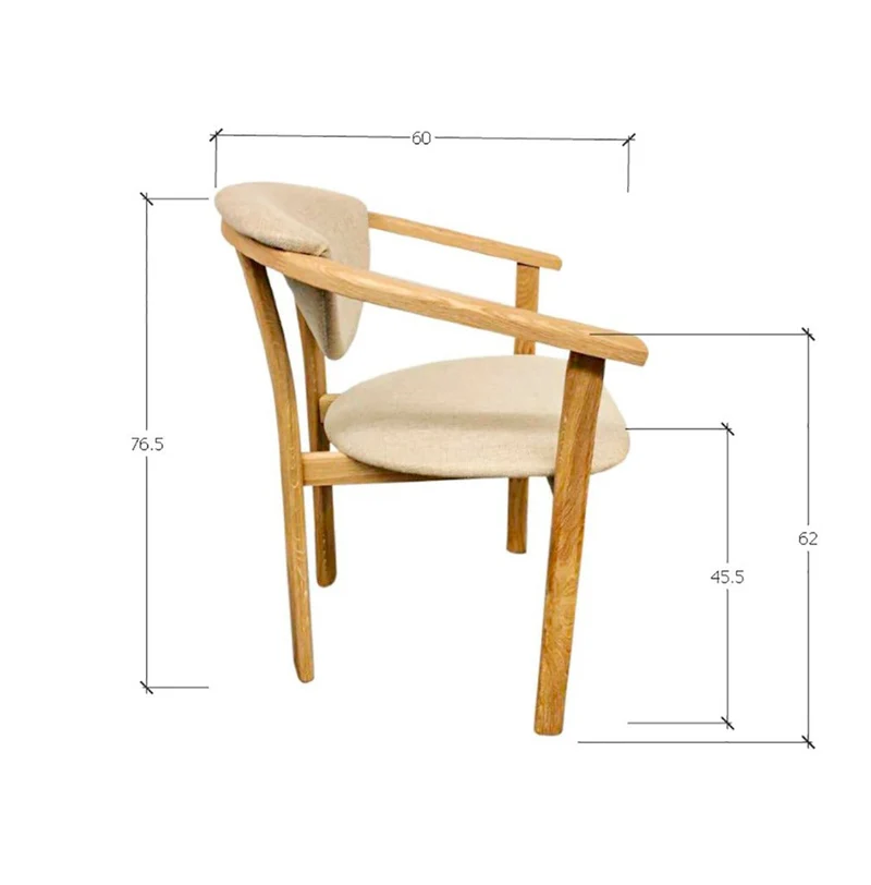 Chaise de salle à manger en bois massif de chêne Alexis, revêtement en tissu Beige – Lot de 2 ou 4 chaises - NordicStory