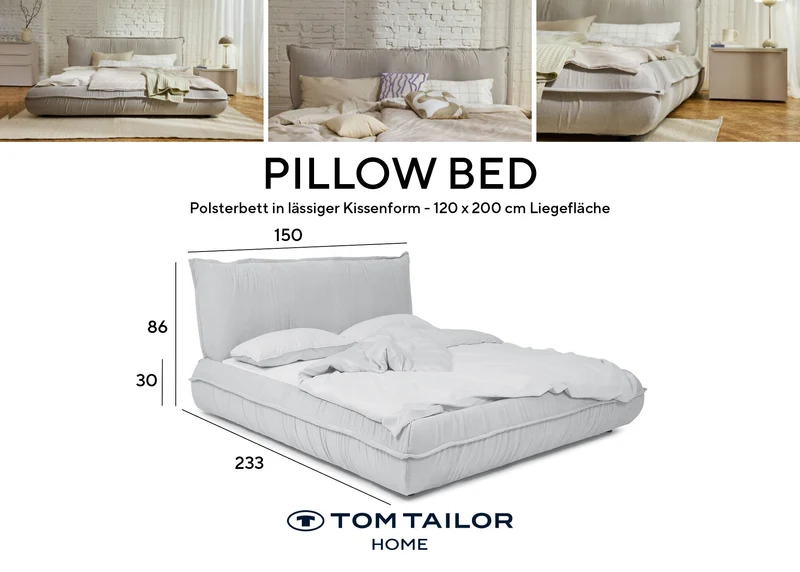 Tom Tailor PILLOW Bett mit Stauraum Boucléstoff