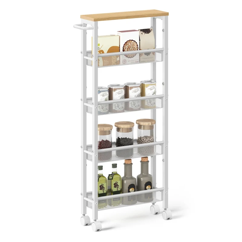 Carro Estrecho de Cocina con Ruedas con Asa para Espacio Reducido