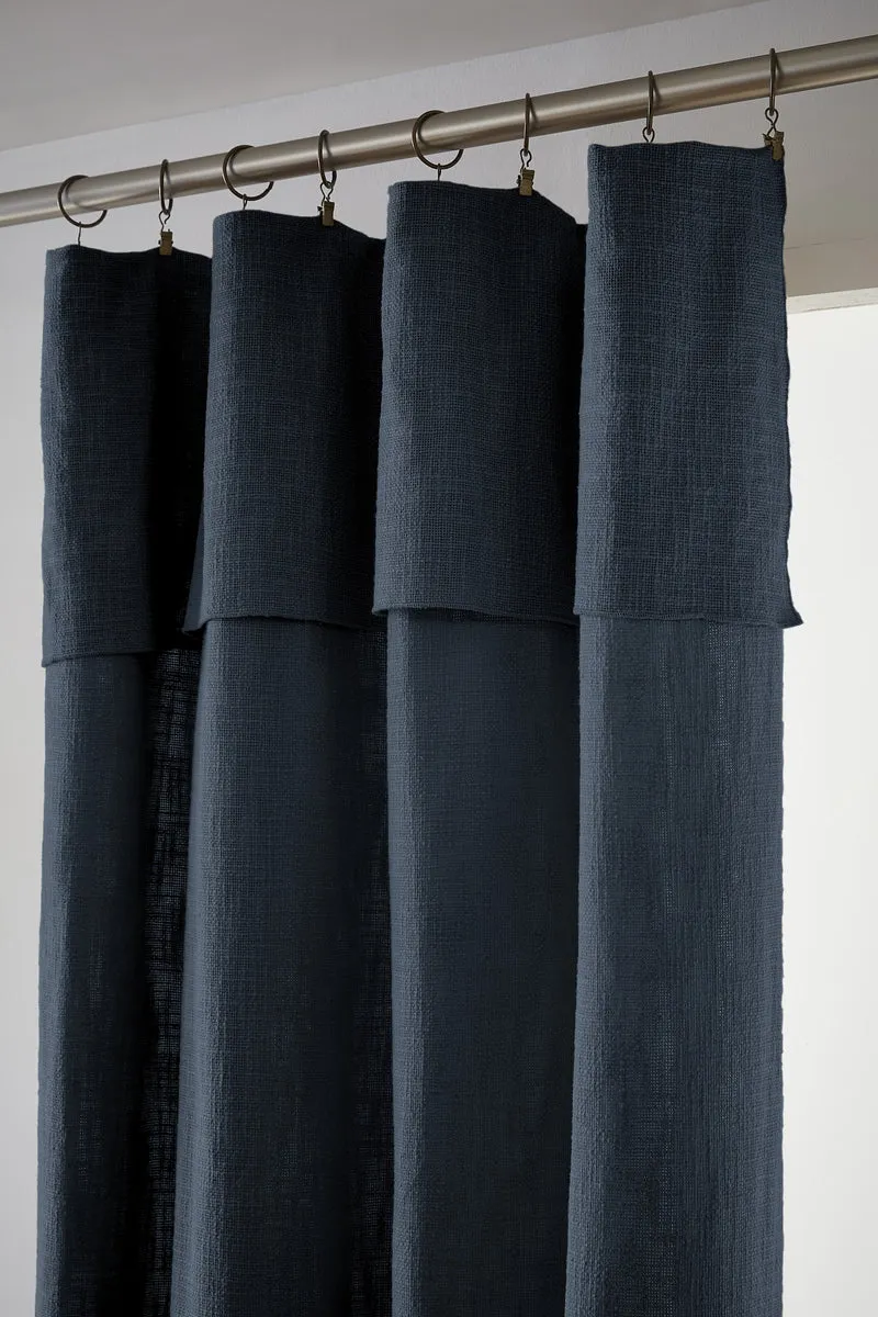 Rideau ajustable + 8 anneaux pince 140 x 270 cm Slub SIXTINE Minuit