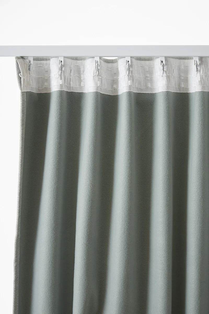 Rideau galon fronceur 140 x 260 cm Occultant + polaire BJORN Eucalyptus
